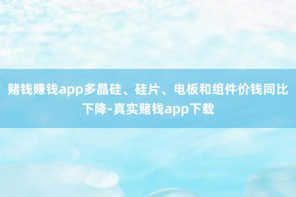 赌钱赚钱app多晶硅、硅片、电板和组件价钱同比下降-真实赌钱app下载