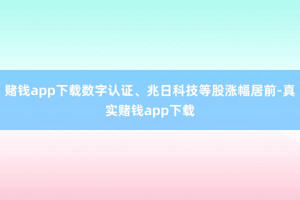 赌钱app下载数字认证、兆日科技等股涨幅居前-真实赌钱app下载