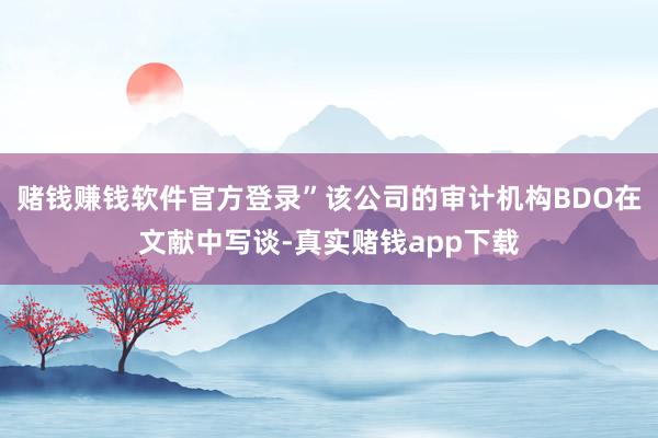 赌钱赚钱软件官方登录”该公司的审计机构BDO在文献中写谈-真实赌钱app下载