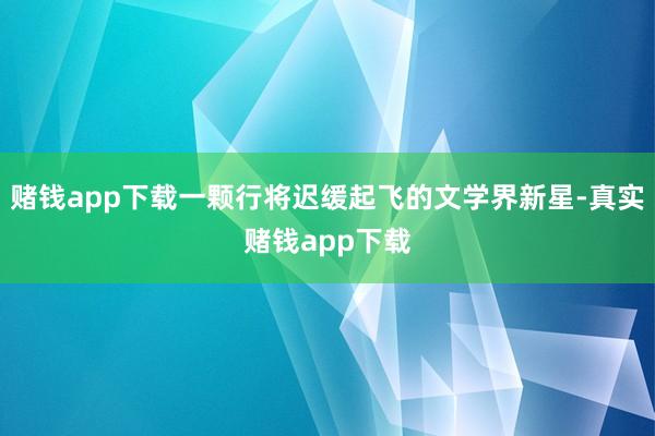 赌钱app下载一颗行将迟缓起飞的文学界新星-真实赌钱app下载