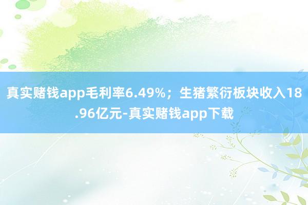 真实赌钱app毛利率6.49%；生猪繁衍板块收入18.96亿元-真实赌钱app下载